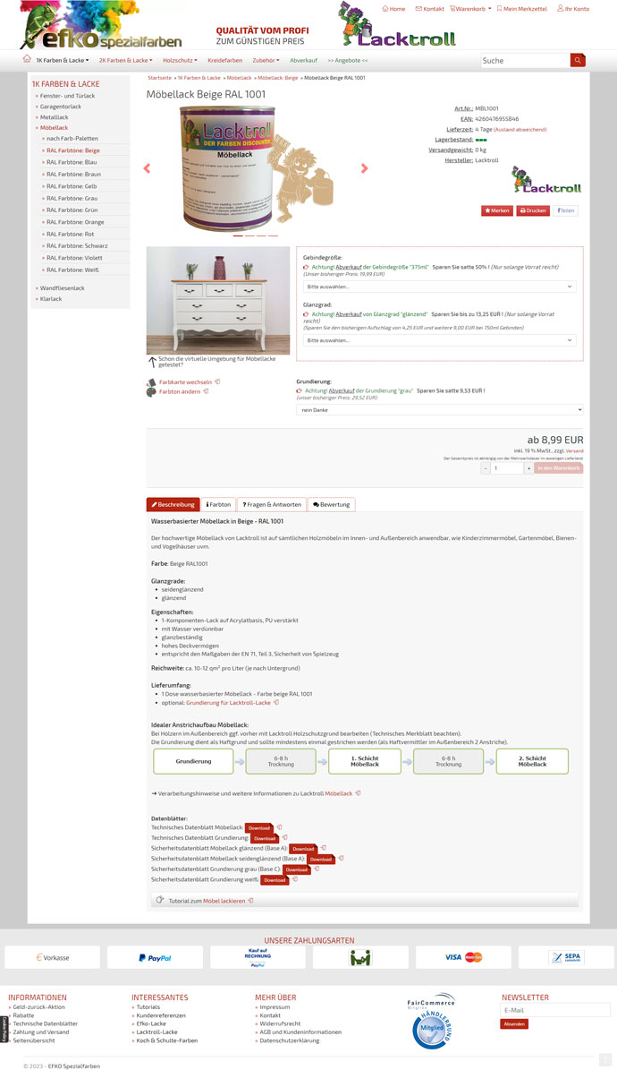 Referenzbild Online Shop
